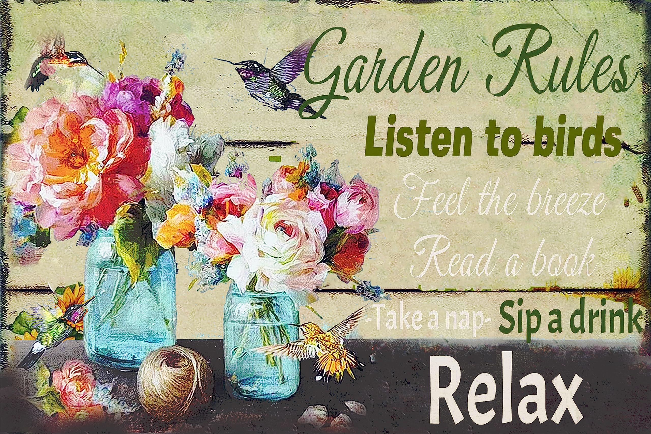 Vintage Tin Sign To Plant a Garden Is To Believe In Tomorrow-Bee Metal Tin Sign,Garden Metal Plaque,Garden Signs Decorative Outdoor(8x12 inch)