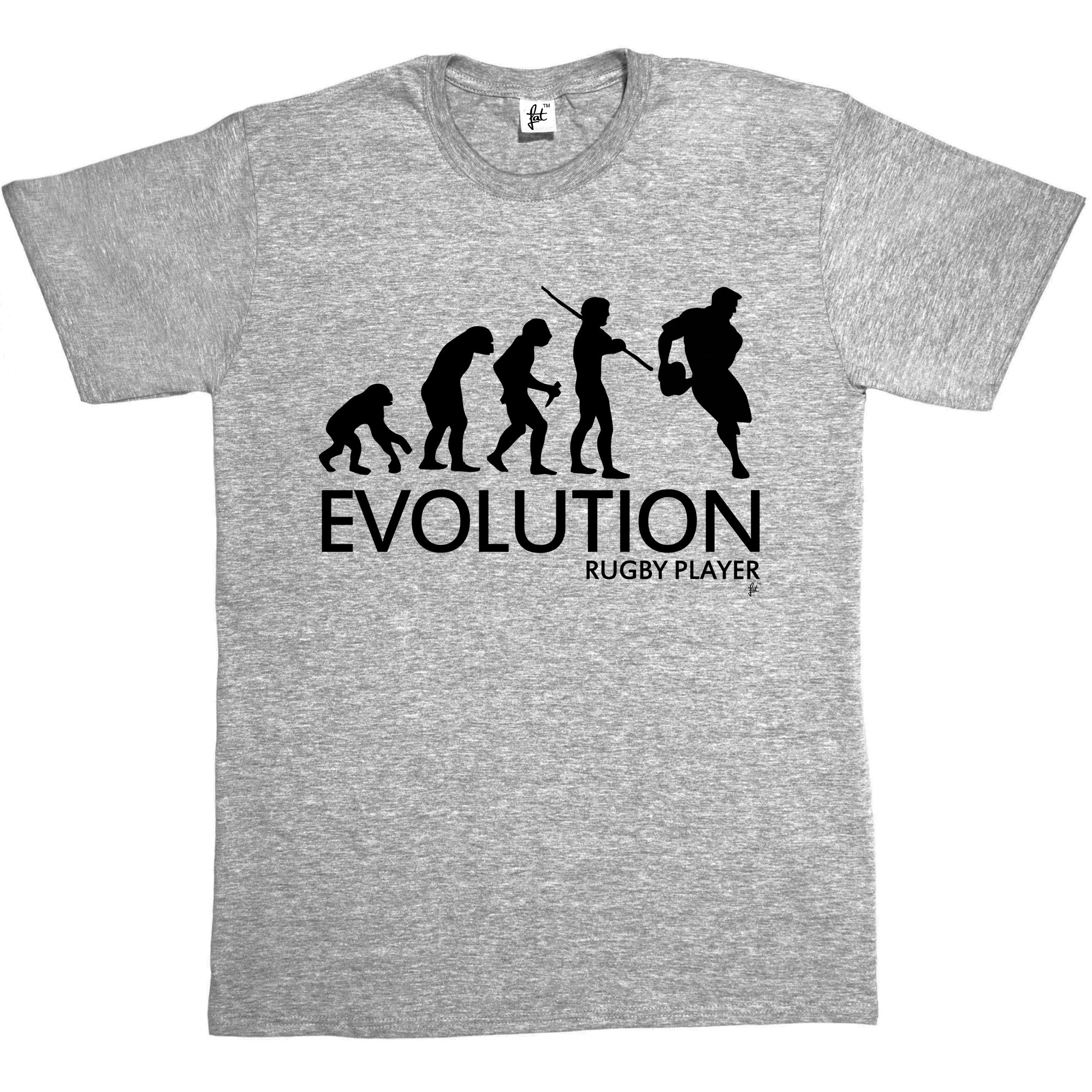 Fancy A Snuggle Men's Grey Evolution Of A Rugby Player Cotton Short Sleeve T-Shirt Size Xl