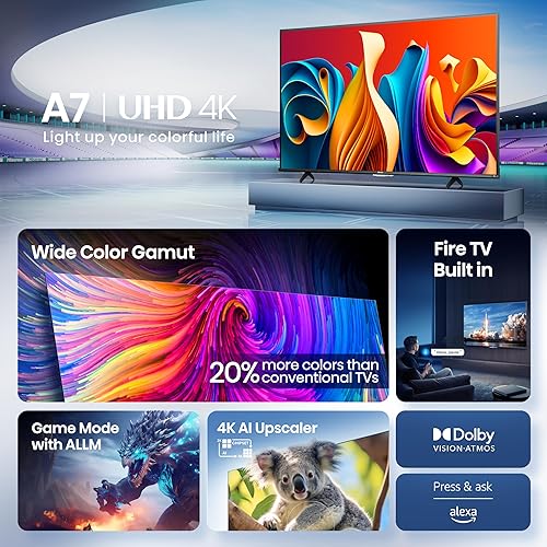 Miniatura 3 de Hisense Serie A7 de 43 pulgadas (43A7NF, modelo 2025) 4K UHD Smart Fire TV, control remoto por voz con Alexa, amplia gama de colores, HDR10+, Dolby