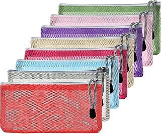 8 Pieces Mesh Makeup Bag Cosmetics Pouch Zipper Carry Bag nylon Mesh Compact Travel Pouch Organizer for Toiletry and Cosme...