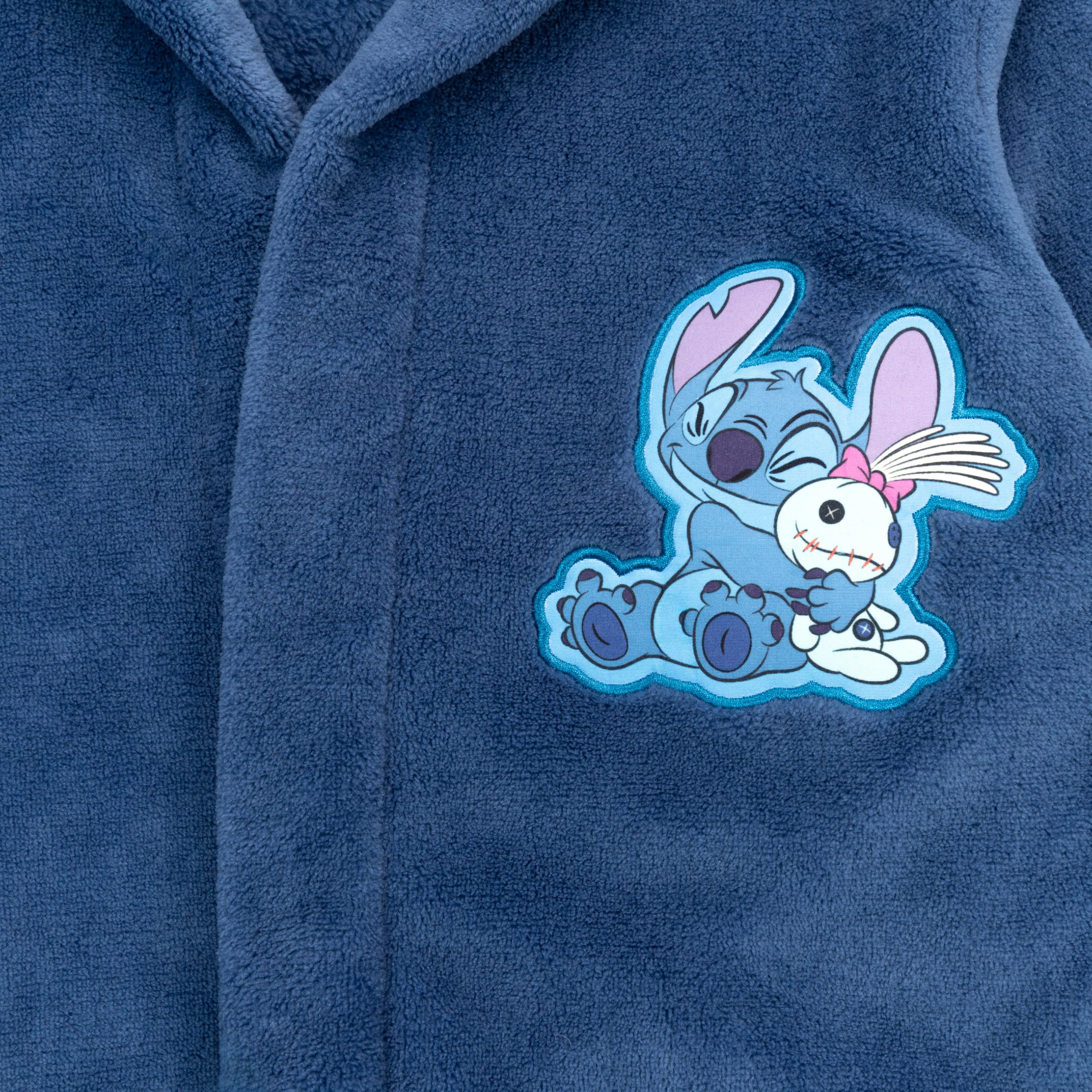 Accappatoio in pile blu con cappuccio per bambine Lilo e Stitch