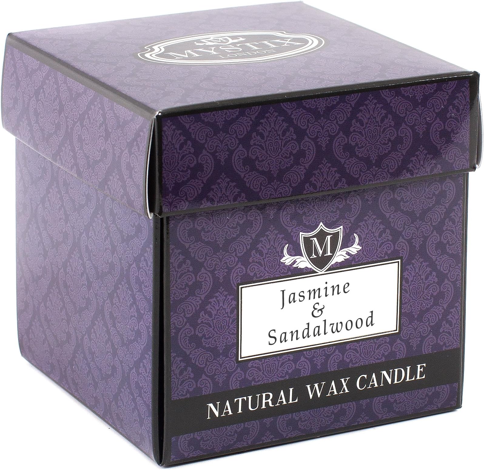 MystixLondon | Jasmine & Sandalwood - Scented Candle Small Large 29cl | Best Aroma for Home, Kitchen, Living Room and Bathroom | Perfect as a Gift | Reusable Glass Jar