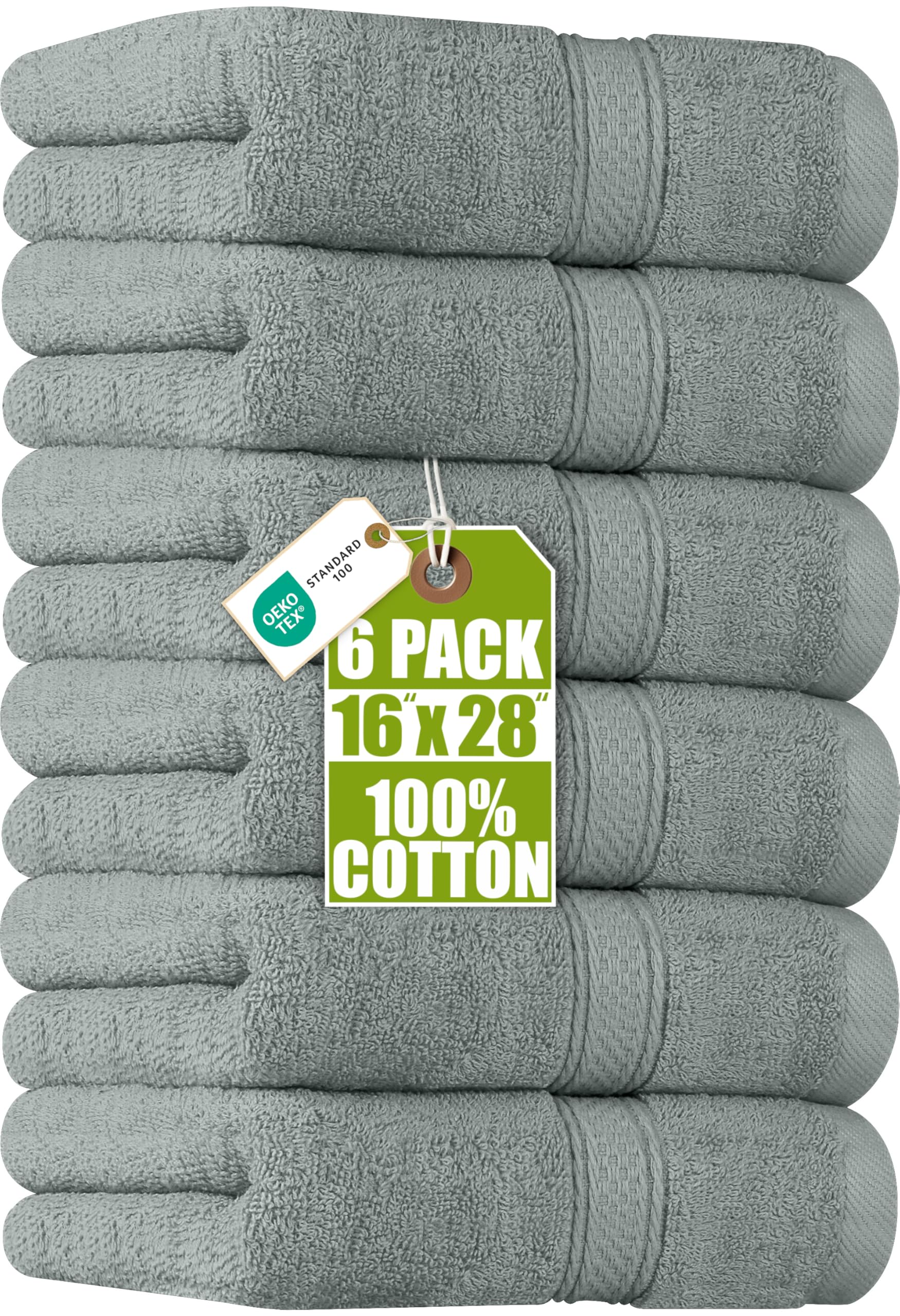 Utopia Towels 6 Pack Premium Hand Towels Set, 16 by 28 inches, 100% Ring Spun Cotton, Ultra Soft and Highly Absorbent 600GSM Towels for Bathroom, Gym, Shower, Hotel, and Spa, Cool Grey