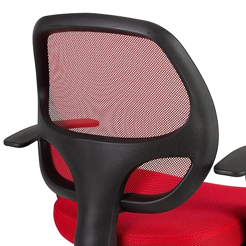 Miniatura 7 de Norwood Commercial Furniture Silla de trabajo de escritorio con respaldo medio de malla con inclinación y brazos para el hogar, oficina, aula,