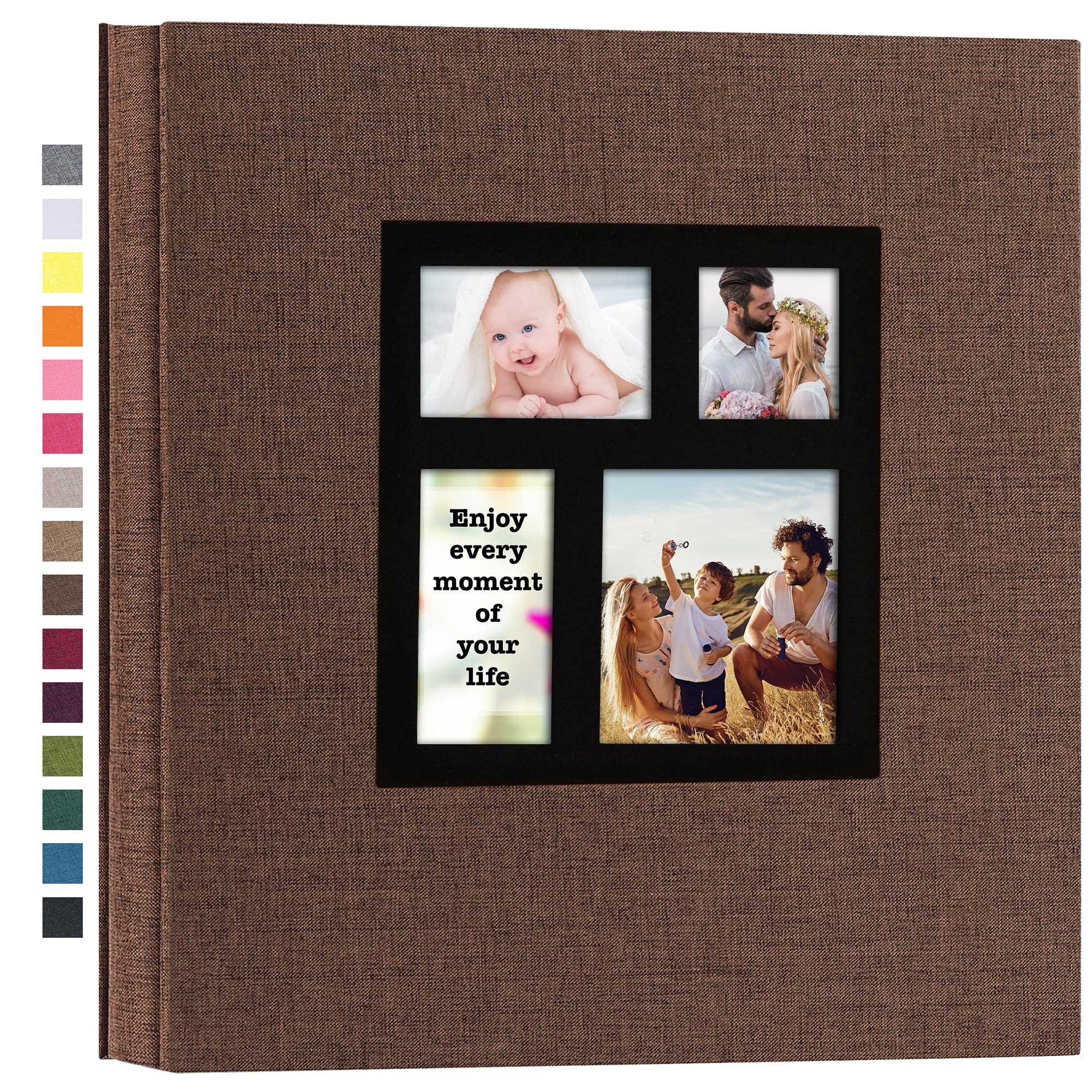 potricher - Álbum de fotos de 4 x 6 pulgadas, 1000 fotos, cubierta de lino, gran capacidad, para familia, boda, aniversario, día festivo de bebé, (color café)