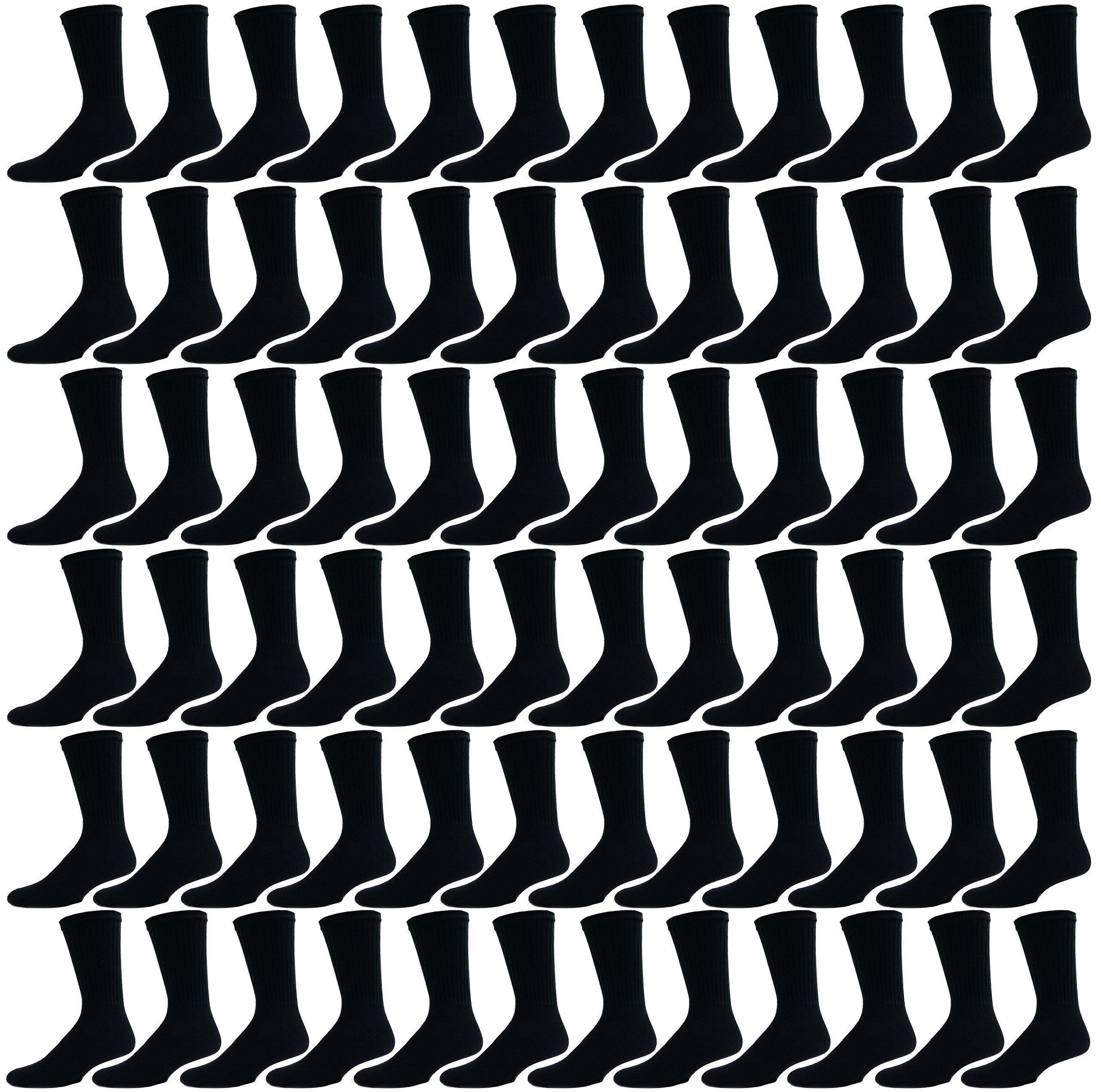 Winterlace 72 Pairs Crew Socks 80% Cotton Bulk Pack