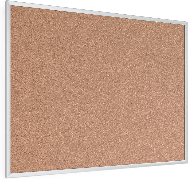 U Brands Corkboard Bulletin Board, Silver Framed Cork Board, 36 x 48 | Self-healing cork on a dense backing grips push pins and hides the holes. Actual size 35 x 47 in., hardware included.
