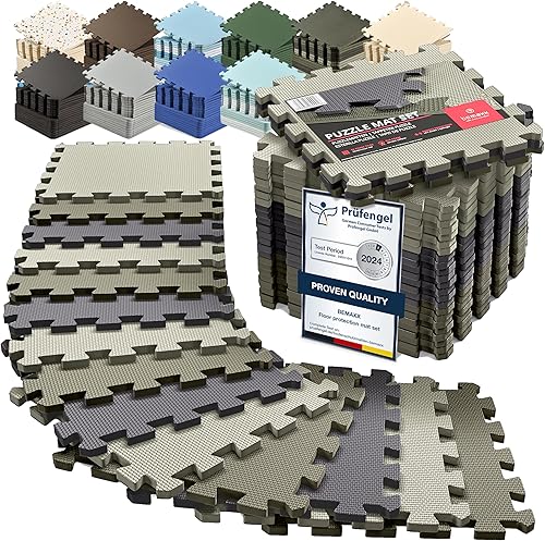 Miniatura 21 de bemaxx Juego de alfombrillas de gimnasio, 18 piezas de baldosas de espuma EVA entrelazadas (12.6 x 12.6 x 0.4 pulgadas), 18 pies cuadrados