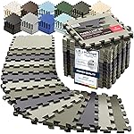 bemaxx Gym Mats Set - 18 pcs EVA Interlocking Foam Floor Tiles (12.6x12.6x0.4) 18sqft Protective Gym Flooring Sports Home Workout Exercise Mats Puzzle Garage Fitness Play-Room Garage Pool Treadmill