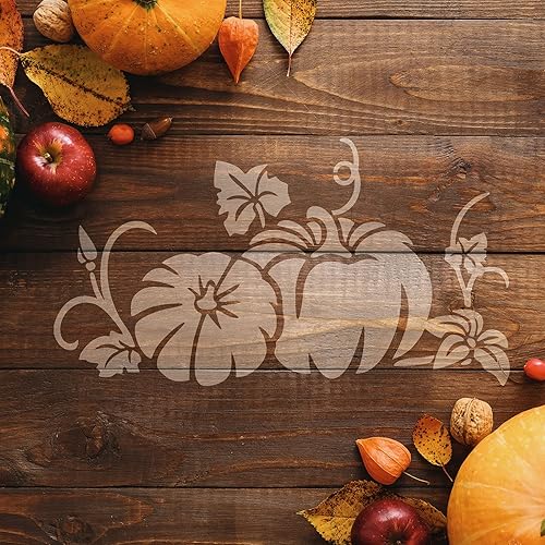 Miniatura 5 de Clabby 5 hojas de plantillas de Acción de Gracias y otoño para pintar en madera, plantillas reutilizables de calabaza de otoño grandes para