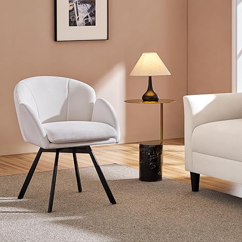 Miniatura 4 de Yaheetech Silla giratoria de chenilla, sillón de felpilla con flores, silla auxiliar con base giratoria de 360 grados y cojín de asiento para sala
