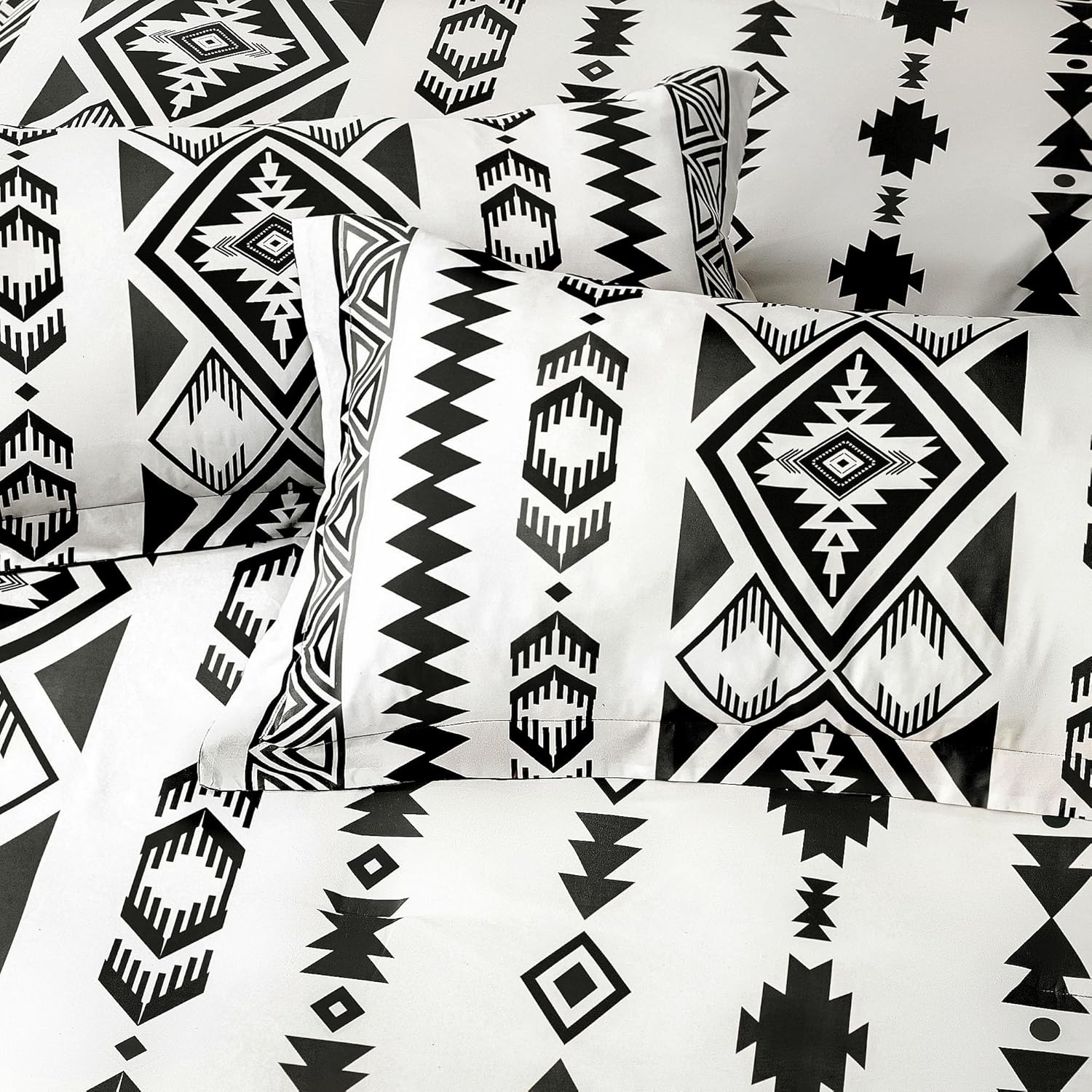 Tyrot Queen Comforter Set – 3 Piece Black White Boho Aztec Bedding, Western Southwestern Style Comforter Sets, Soft Lightweight Comforter for All Seasons, 1 Comforter & 2 Pillow Shams