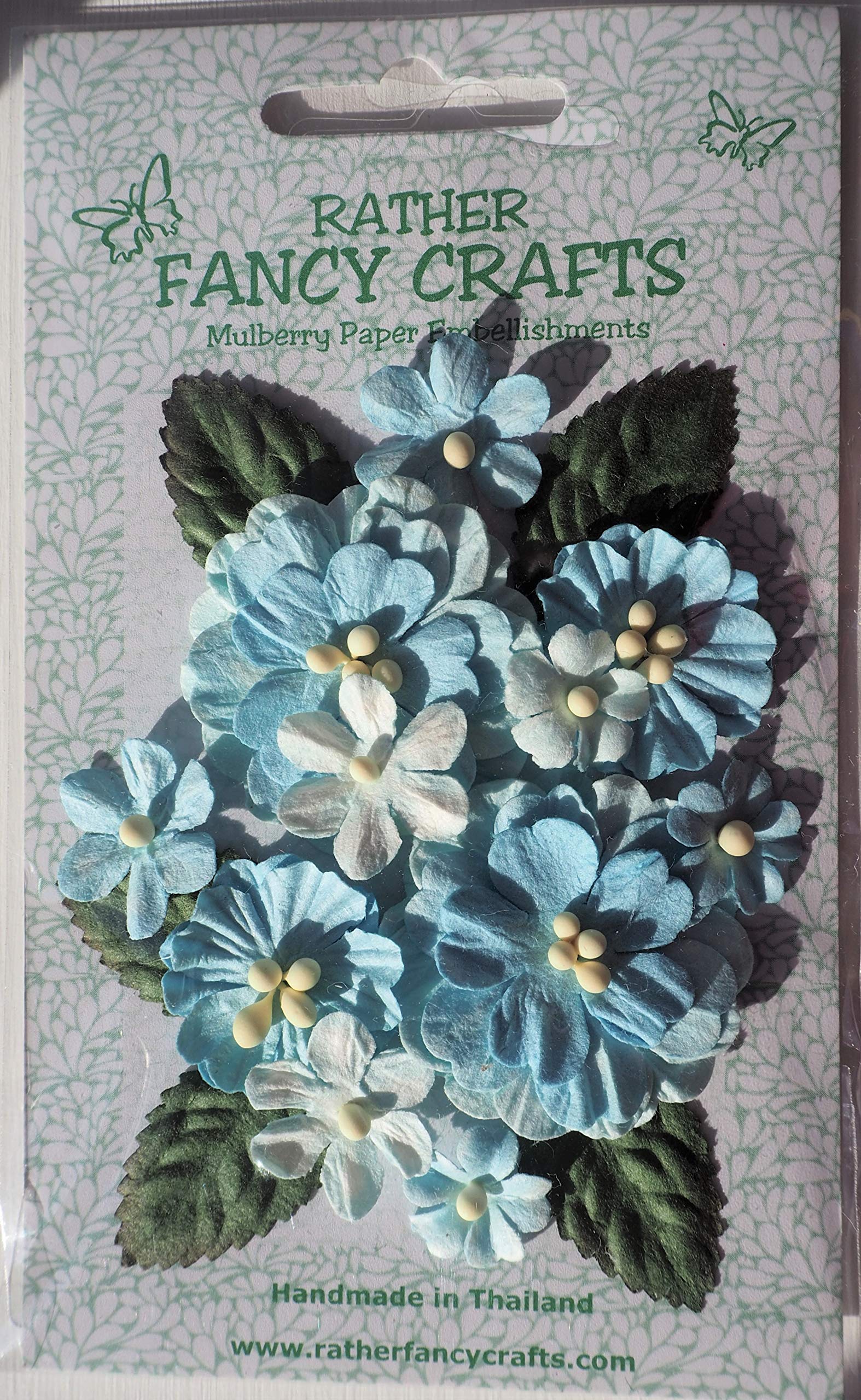 Rather Fancy Crafts Blue Mulberry Paper Pastel Flowers And Leaves X Pack (, 67Lb, A4)