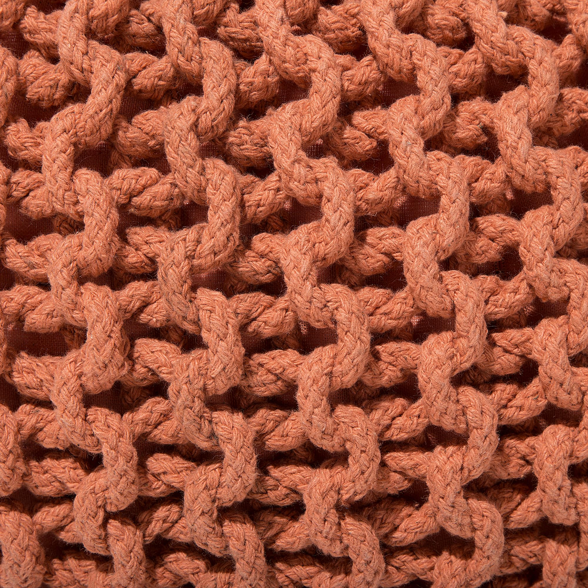 Geflochtener Strickpouf zum Sitzen Baumwolle braun rund 40 cm Modern Conrad