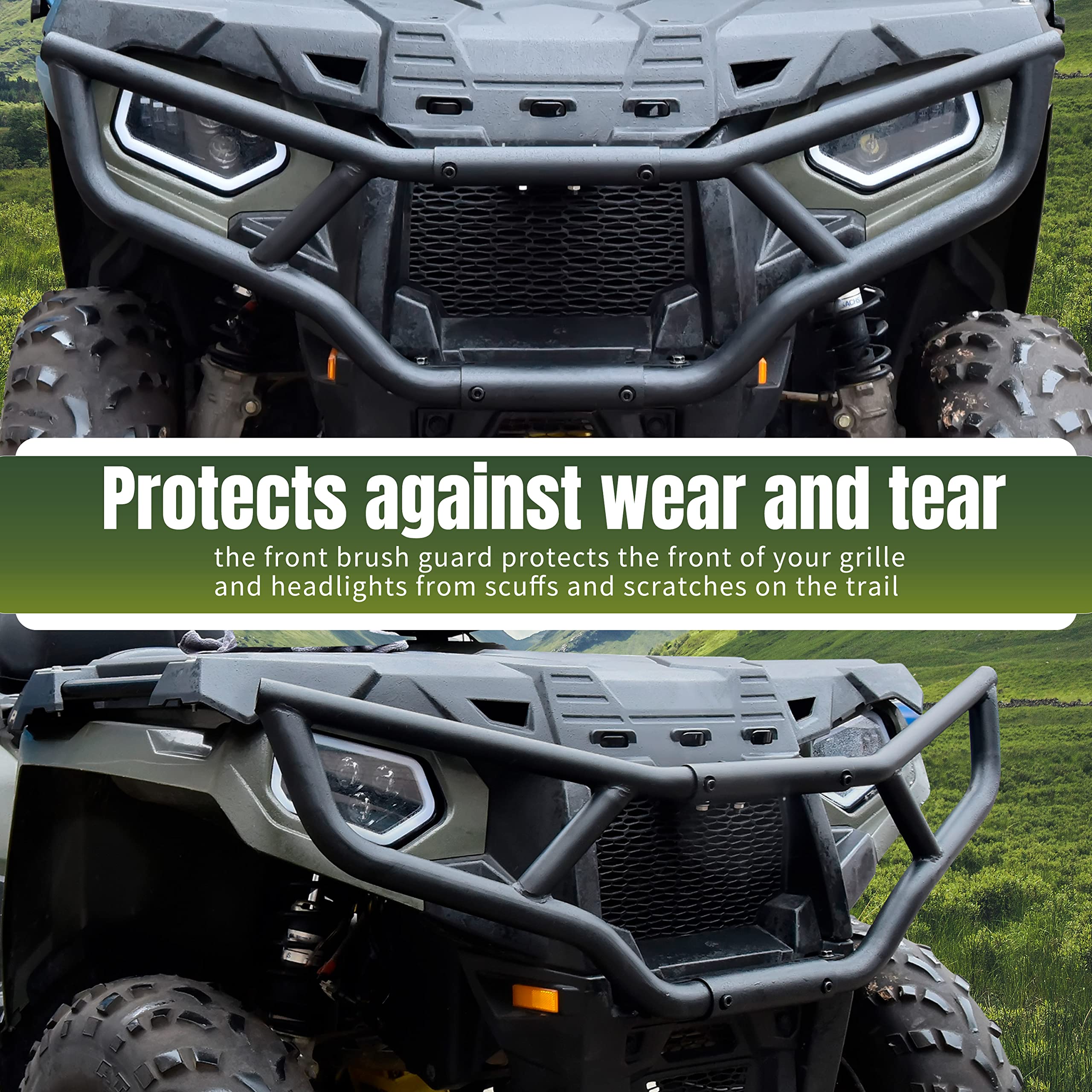 KATIMOTO Front & Rear Brush Guard Bumper for Polaris Sportsman 450 570 Touring 2014-2020 Accessories, Heavy Duty Steel Bumper Protector with Black Powder Coating, Replaces OEM 2879714 2879715