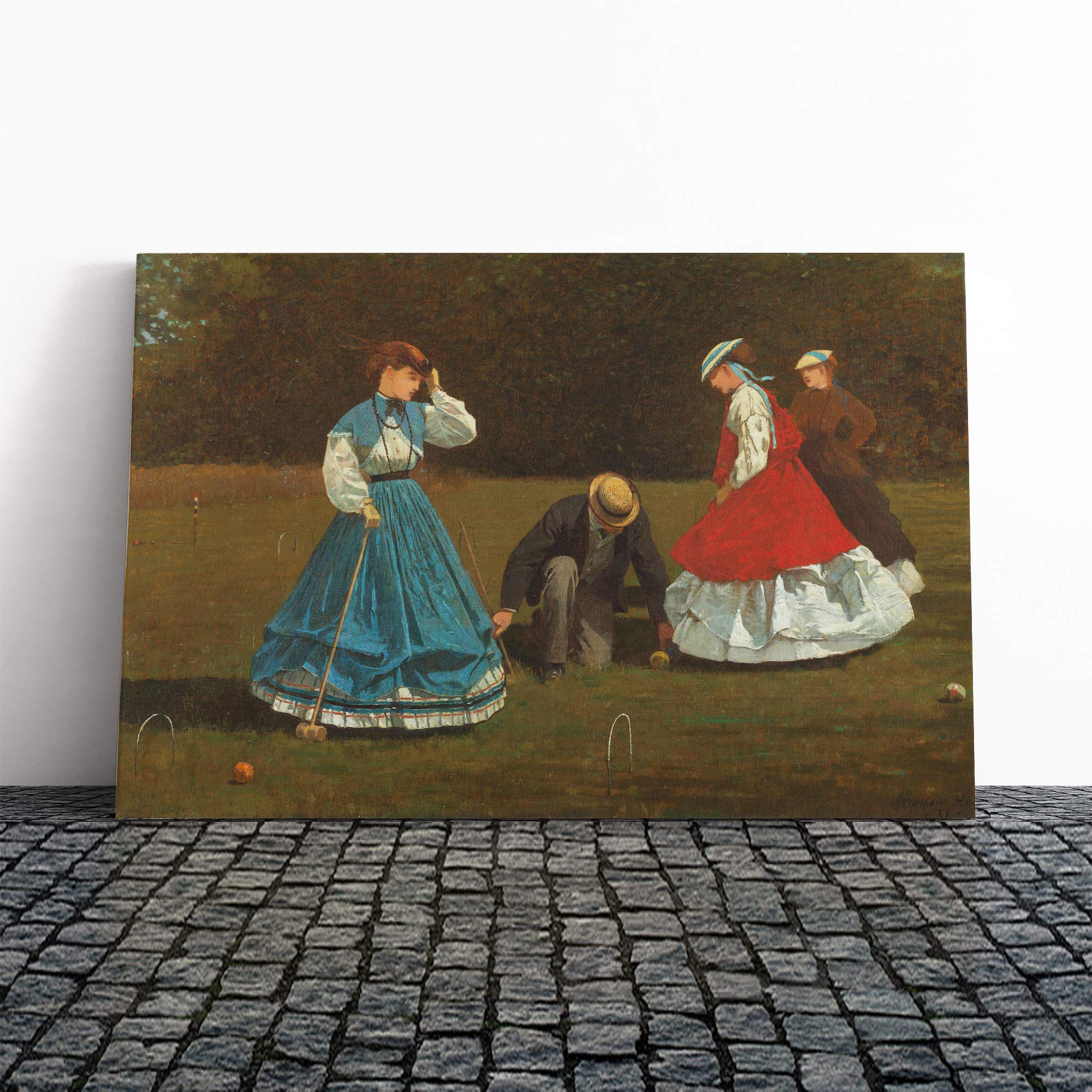 Winslow Homer Croquet Canvas Print | Gallery Wrapped 30mm Frame Wall Art | 24x16 inches | Ready to Hang | Modern Picture | Living Room Bedroom Lounge Office
