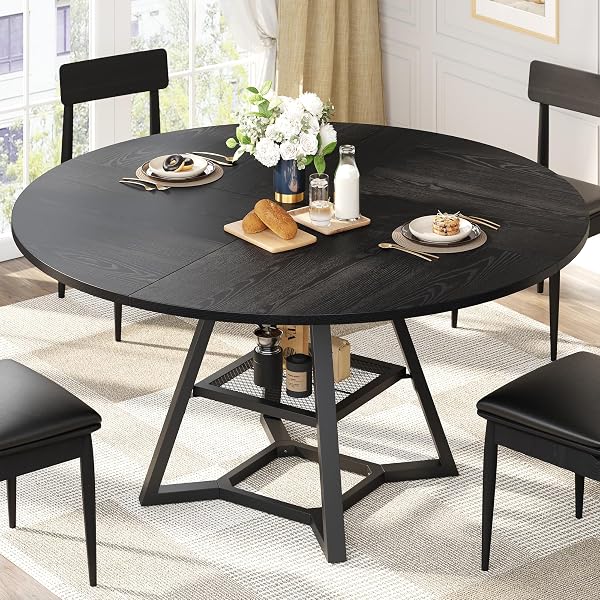 Beautiful Round Kitchen Table Ideas for Every Home 128 Industrial Round Table with Storage