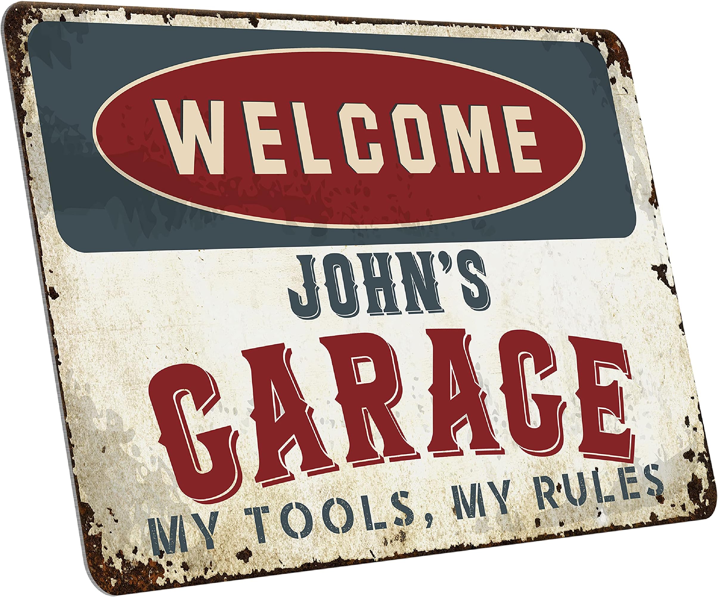 Gifts for Dad, Metal Dad Sign, Personalized Vintage Dad Sign With Name, Retro Custom Gifts for Men, 9 Different Designs, 8'' X 12'' - Decorative Tin Plaques for Garage Wall, Workshop Wall