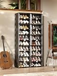 ANTBOX Portable Shoe Rack Storage with Clear Magnetic Doors, One-Piece Folding Shoe Cabinet Organizer Box for Closet Entryway, Large Plastic Shoe Box Cabinet 10 Tiers Fits up to 40 Pairs (Black Frame)