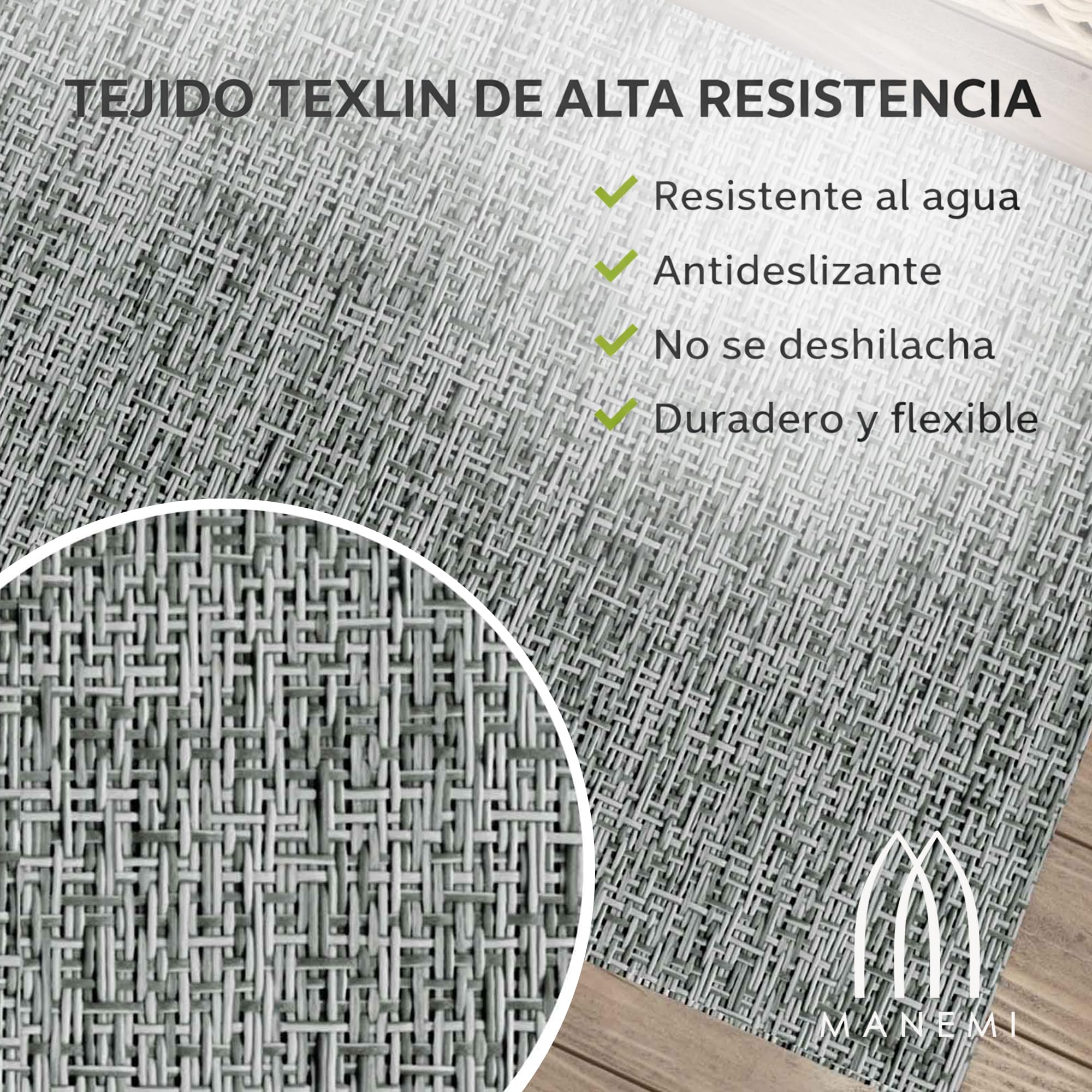 MANEMI Tapis TEXLIN intérieur et extérieur, imperméable et antidérapant, tissu vinyle imperméable, facile à nettoyer, style moderne pour cuisine, terrasse, balcon et salon