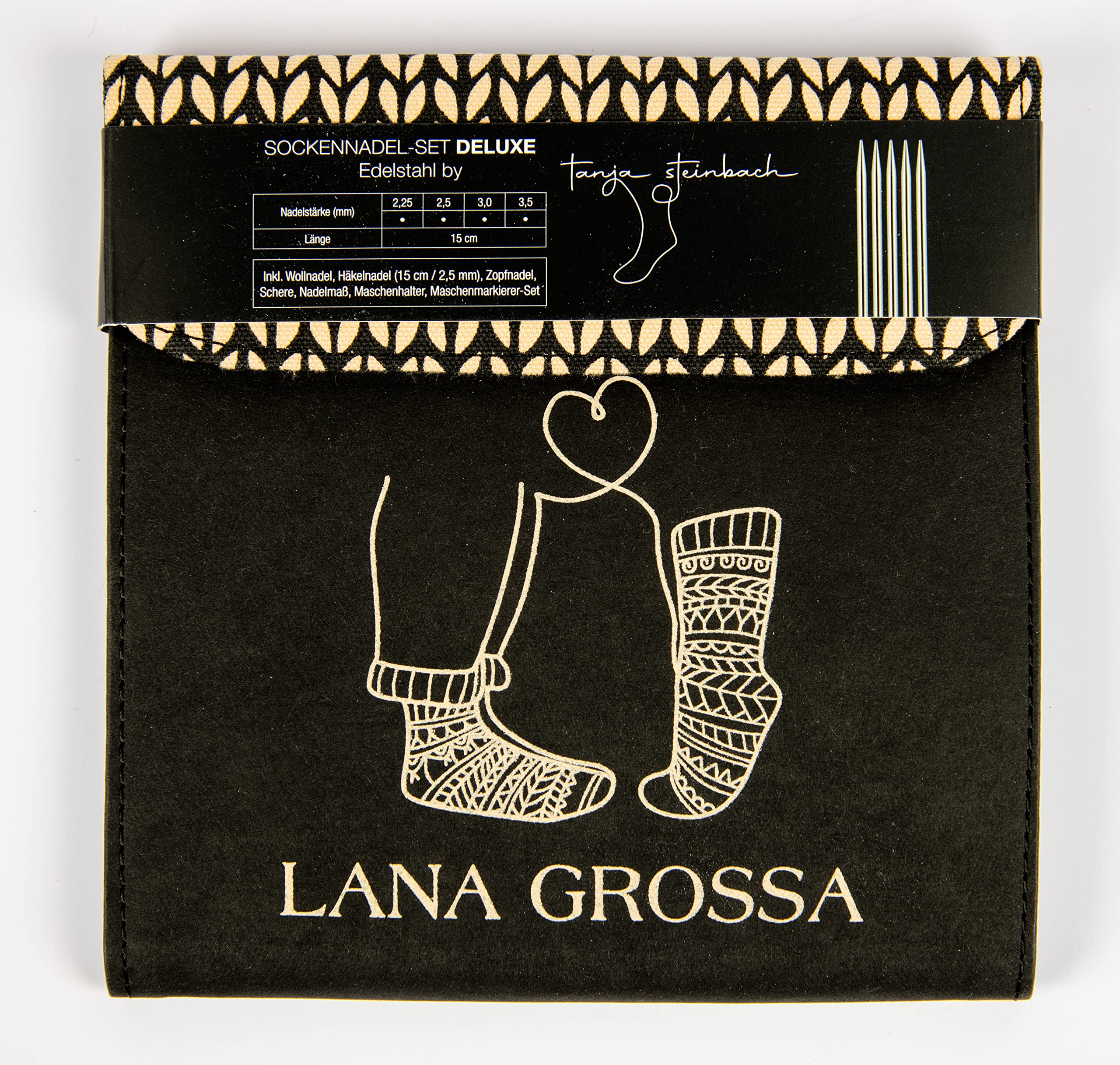 Lana Grossa Tanja Steinbach Deluxe zestaw igieł do skarpet ze stali nierdzewnej