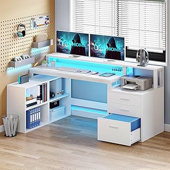 木製デスク LEDライト付き　可動3段引き出し付き 木製デスク LEDライト付き可動3段引き出し付き