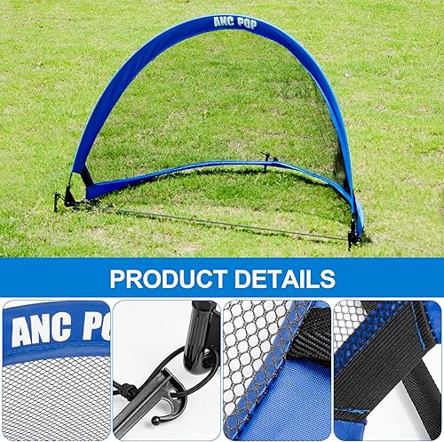Miniatura 5 de Juego de red de portería de fútbol portátil desplegable para niños o adaults para entrenar y jugar en el patio trasero con funda de transporte,