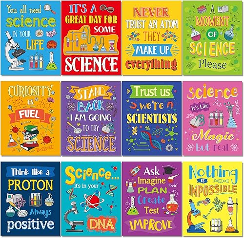 Seajan 12 pósteres de ciencia para aula, póster de química positiva, póster de ciencia para aula, decoración de aula, pintura para pared, escuela