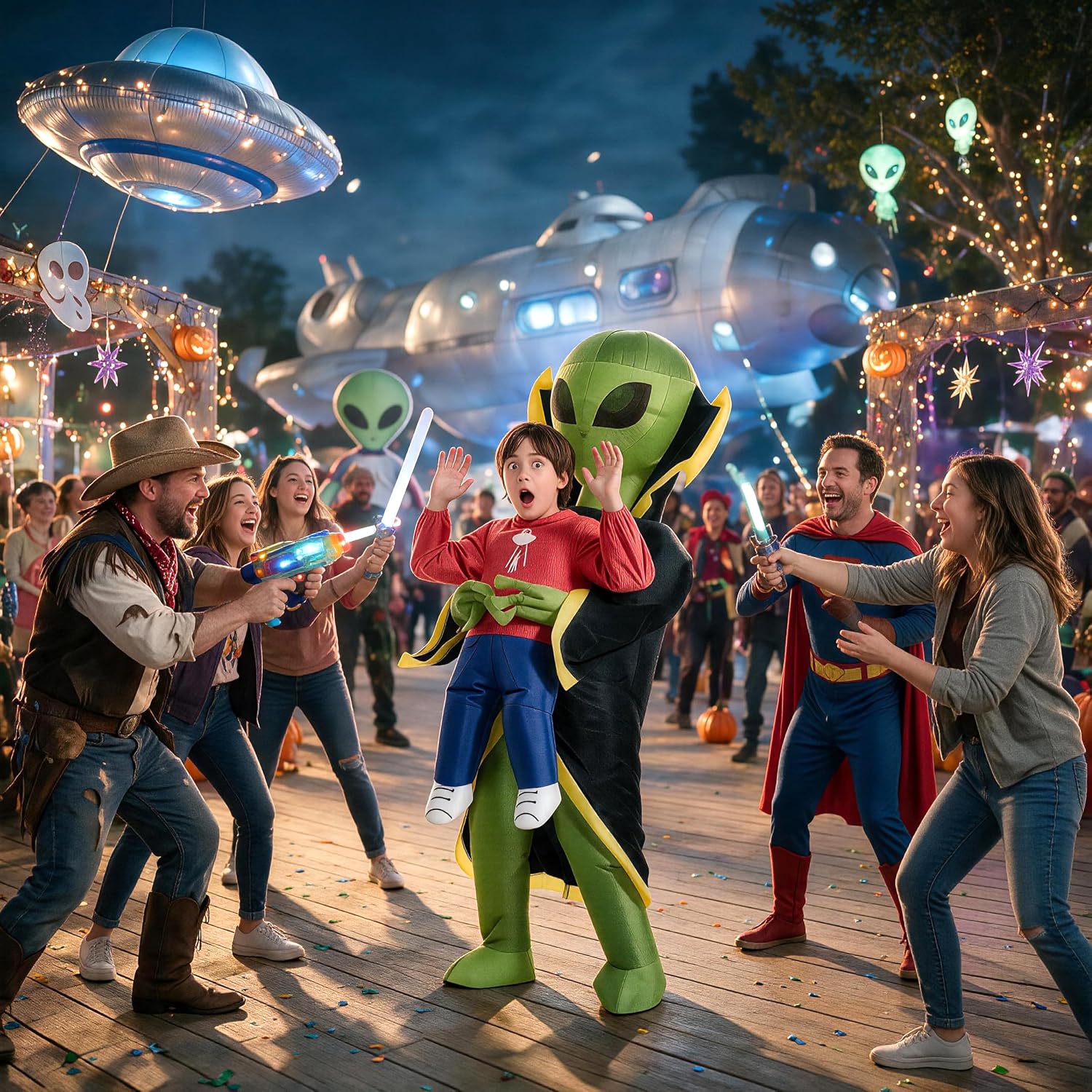 One Casa Inflatable Alien Costume for Kids,Blow Up Halloween Suit