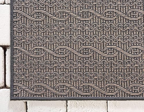 Miniatura 9 de Unique Loom - Alfombra colección de círculos abstractos, de transición para interiores y exteriores, beige, Polipropileno, GrisPlateado
