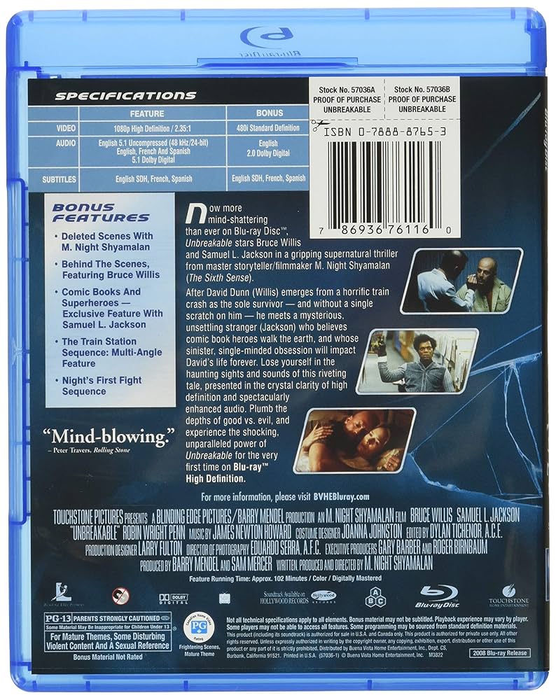 Amazon.com: Unbreakable [Blu-ray] : Bruce Willis, Samuel L