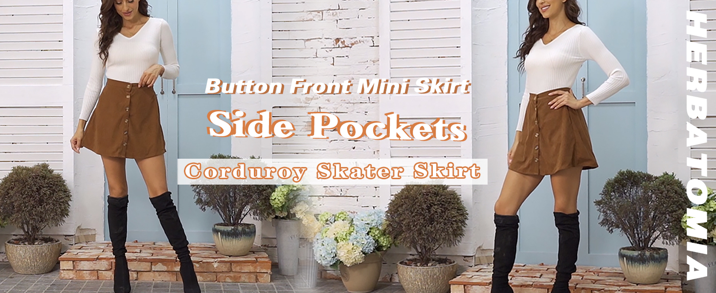 Madewell Skirt Antique Gold Corduroy A-Line Mini Patch Pockets Buttons