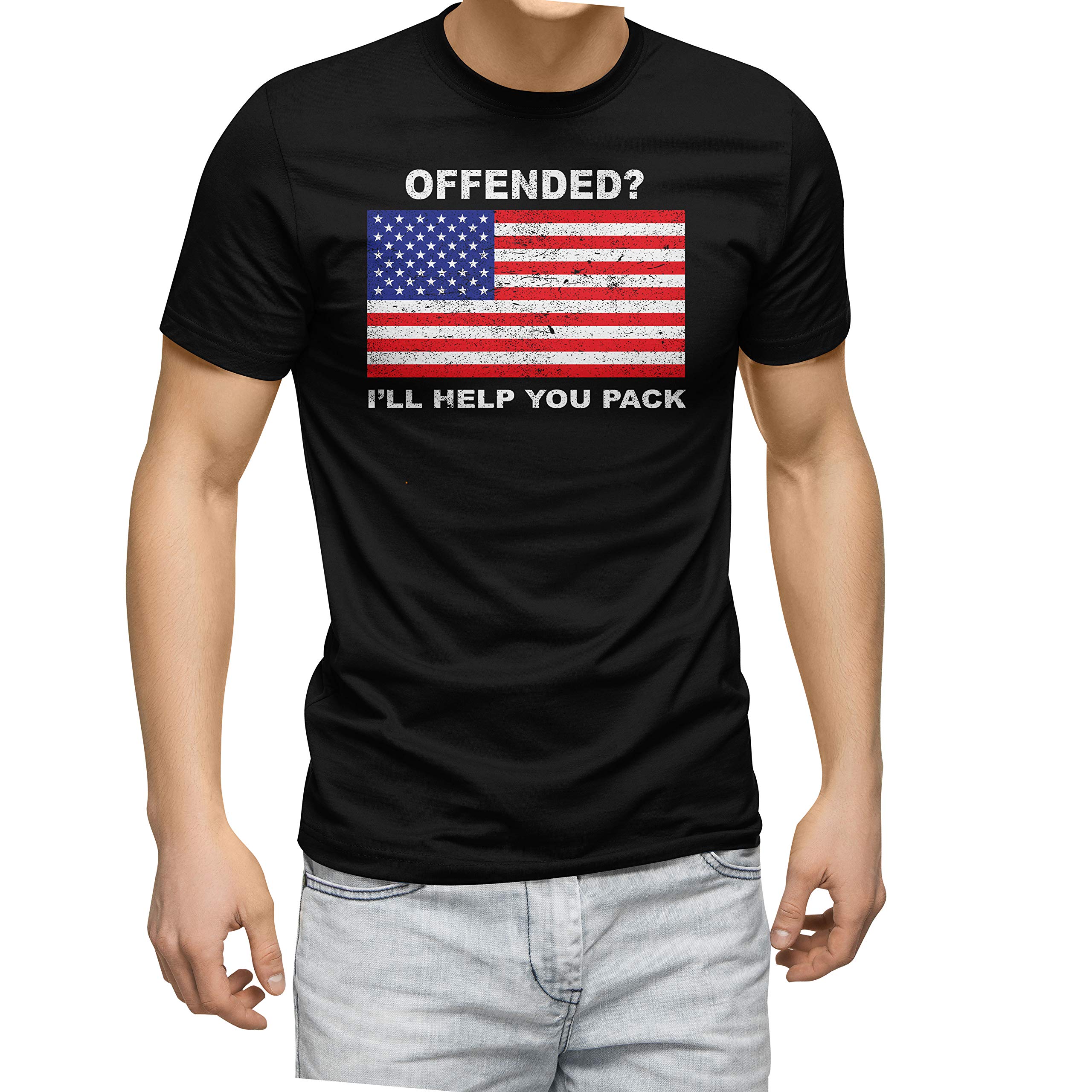 INKEEZYMen's Offended (American Flag) I'll Help You Pack T-Shirt