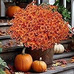 Artificial Fall Flowers Outdoor Fake Mums - 16 Bundles Fake Plants UV Resistant No Fade Faux Plastic Greenery Garden Porch Patio Fall Home Decor (Orangeyellow)