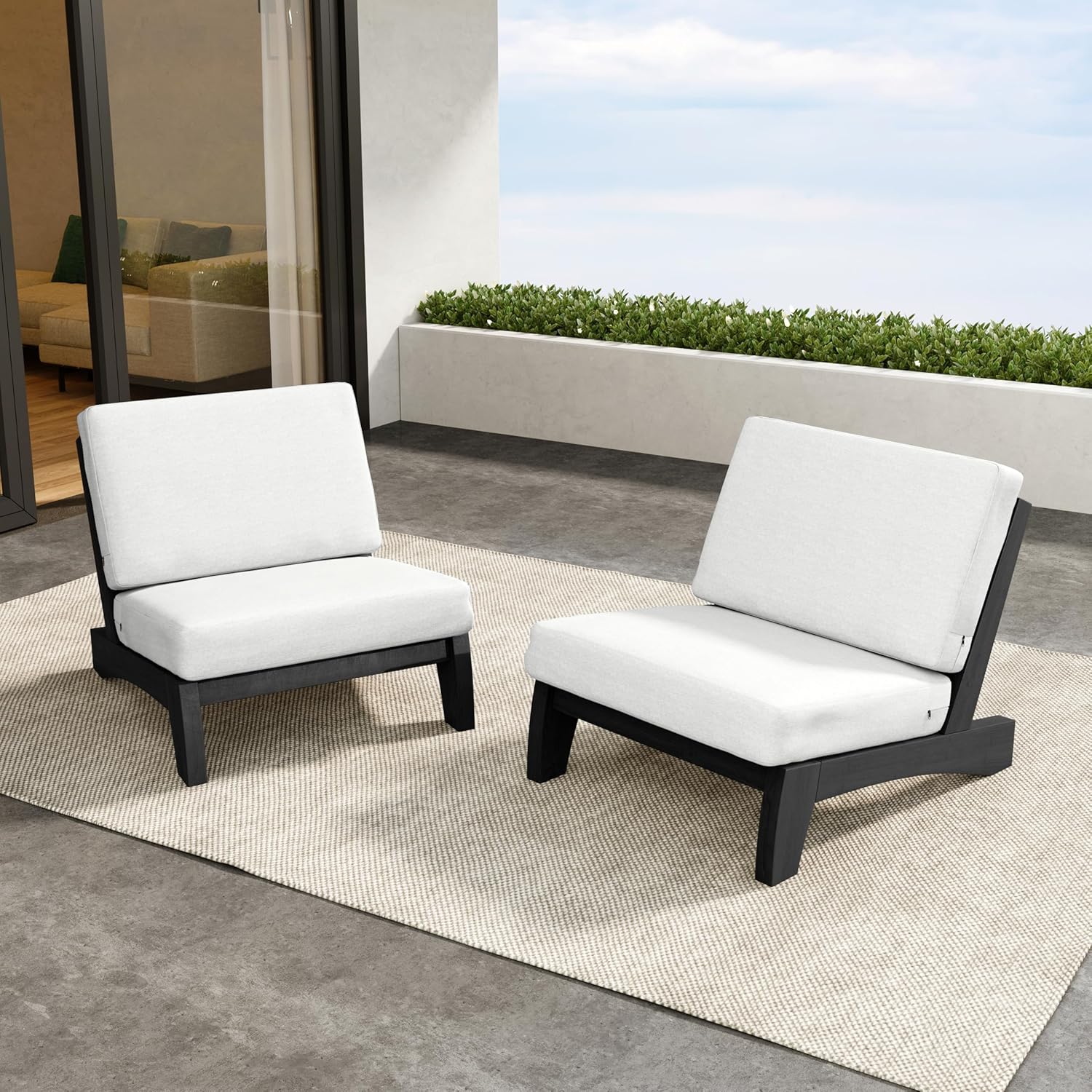 2 Pieces Patio Furniture Sets, All-Weather Outdoor Wood Bistro Set Patio Conversation Chiarsfor Balcony, Backyard