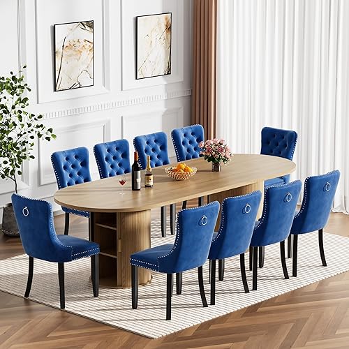 Extendable Dining Table Set for 10, 94" Oval Expandable Kitchen