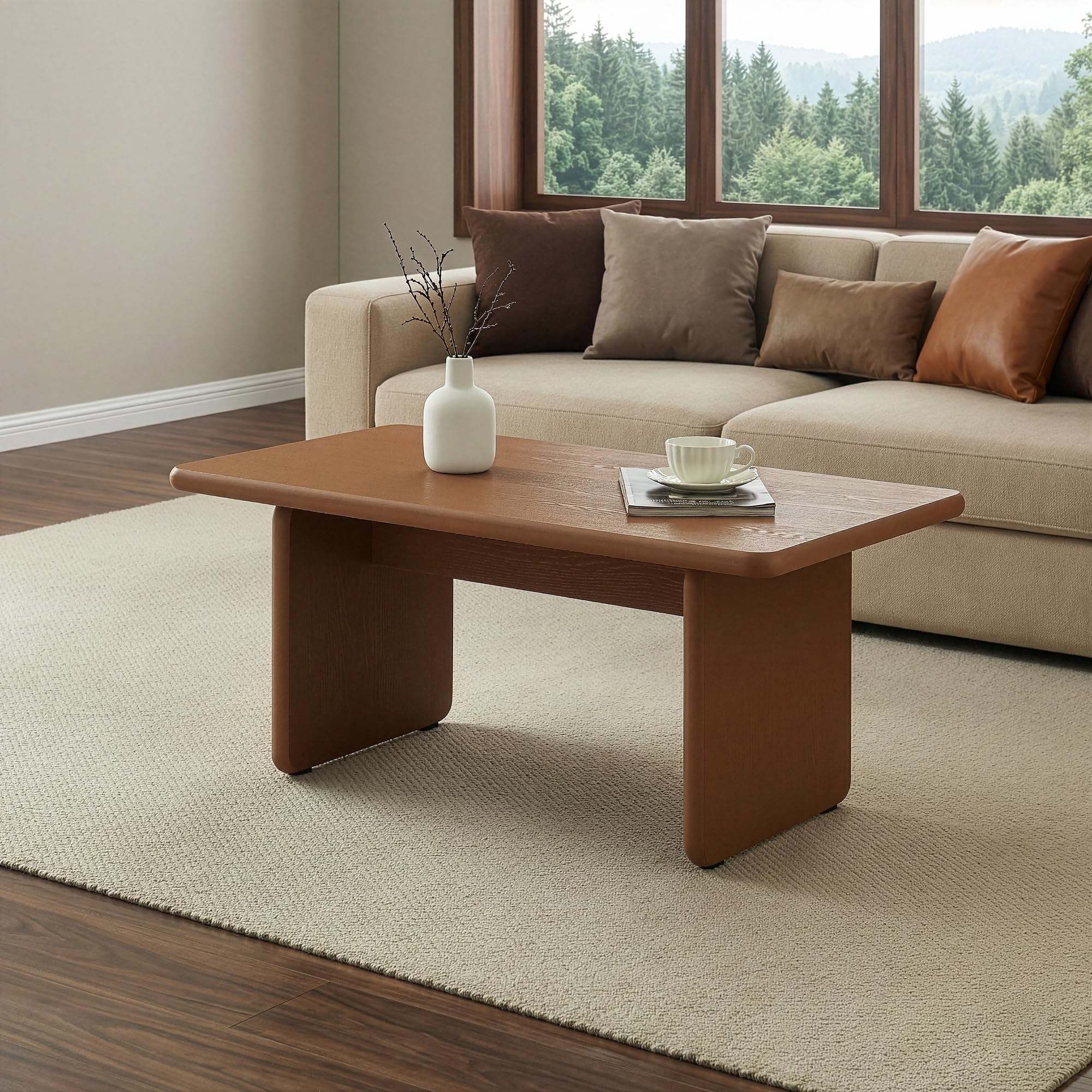 [en.casa] Mesa de Centro Gäljami Tablero Rectangular Peso Máx. 100 kg Mesita de Café Mesa Auxiliar de Sofá Salón Despacho 100 x 55 x 44 cm - Nogal