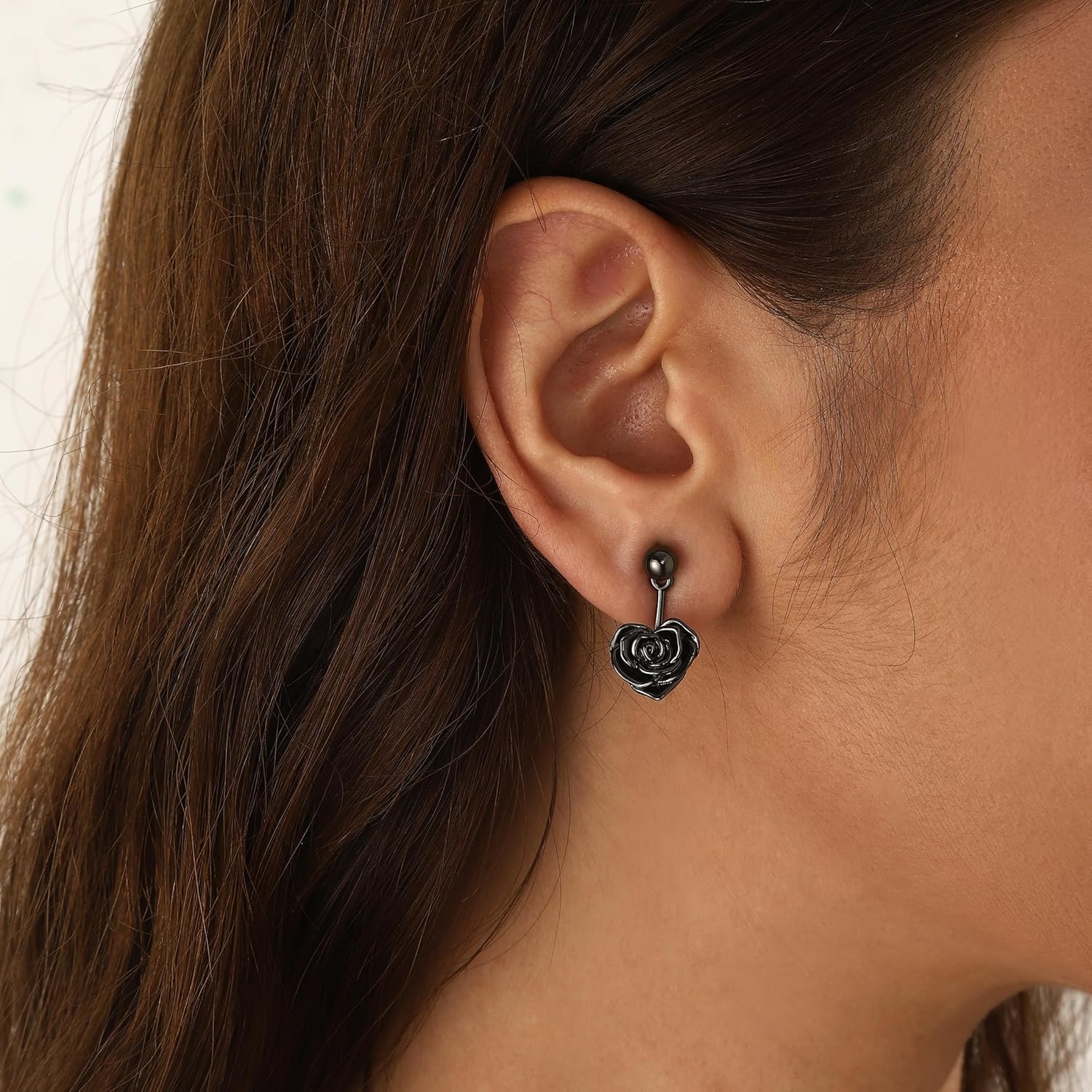 beautlace Rose Heart Necklaces/Stud Earrings Silver/Black Gun Plated Flower Love Heart Pendant/Earring Elegant Jewelry Gifts for Women - Image 5