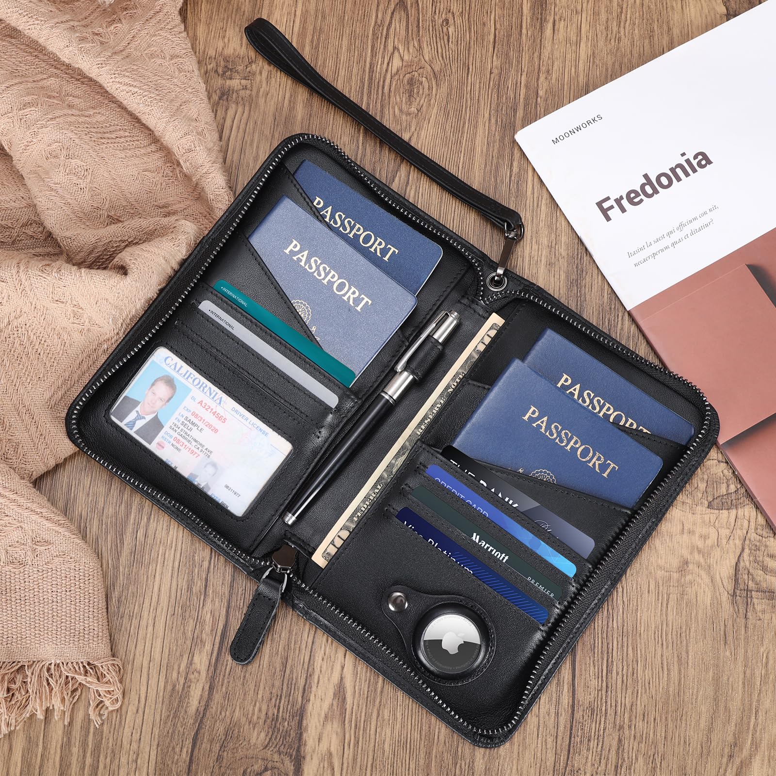 Polare Reisepasshülle aus Vollnarbenleder, für Damen und Herren, RFID-blockierend, für 6 Reisepässe