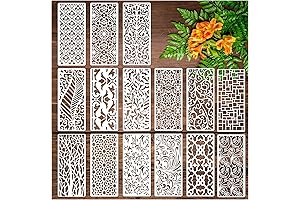 15 Pieces Decorative Stencils for Painting on Border, Leaf, Plant Furniture