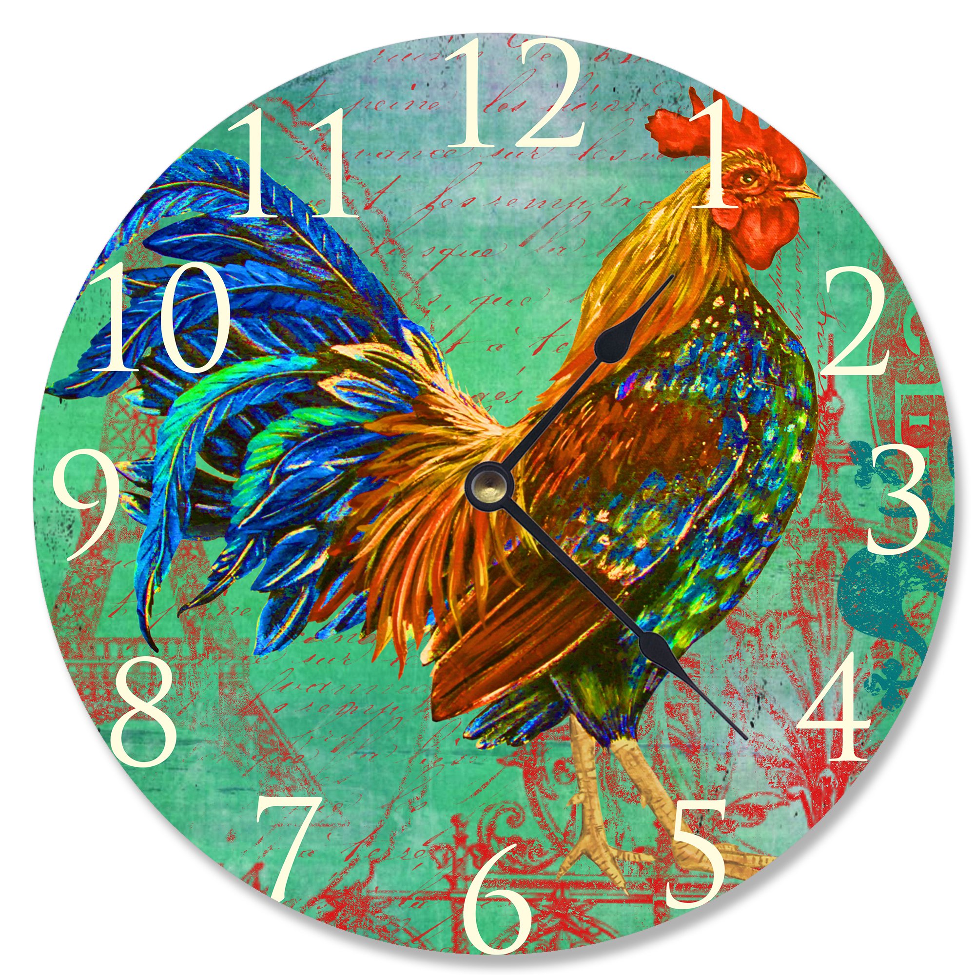 Horloge murale coq multicolore en bois MDF par Stupell Home Decor pour cuisine