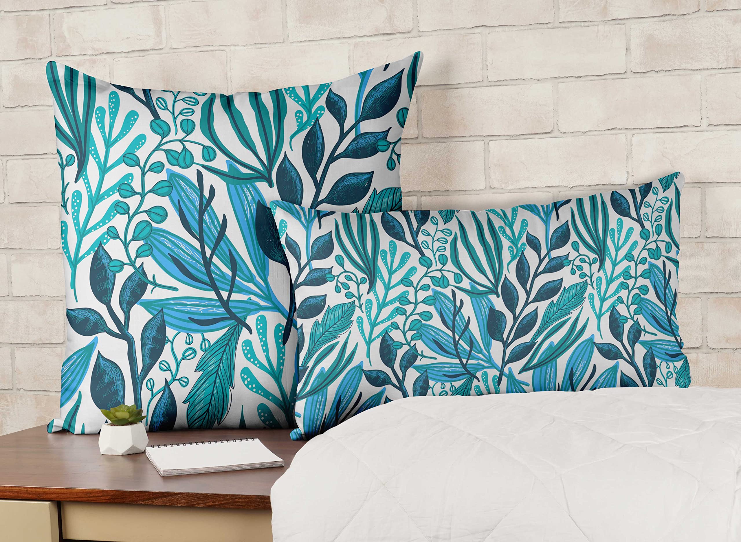 Vargottam Printed Blue Lumbar Cushion Cover - 24x14 Inches Decorative Pillow Case For Sofa, Farmhouse & Patio Decor