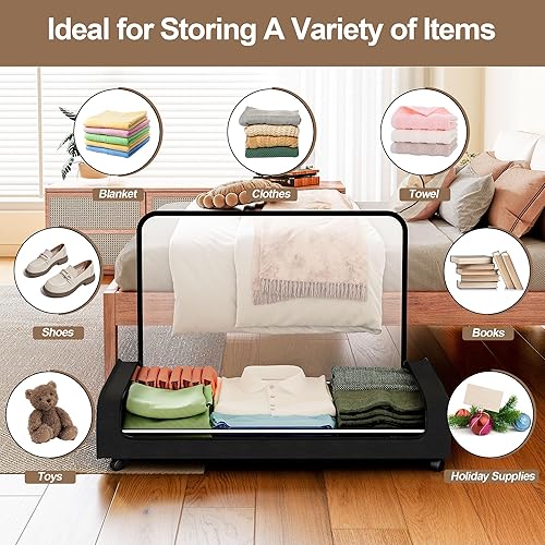 Miniatura 7 de BULIJUJU Cajones de almacenamiento debajo de la cama con ruedas para ropa, libros, juguetes, contenedores de almacenamiento de zapatos debajo de la