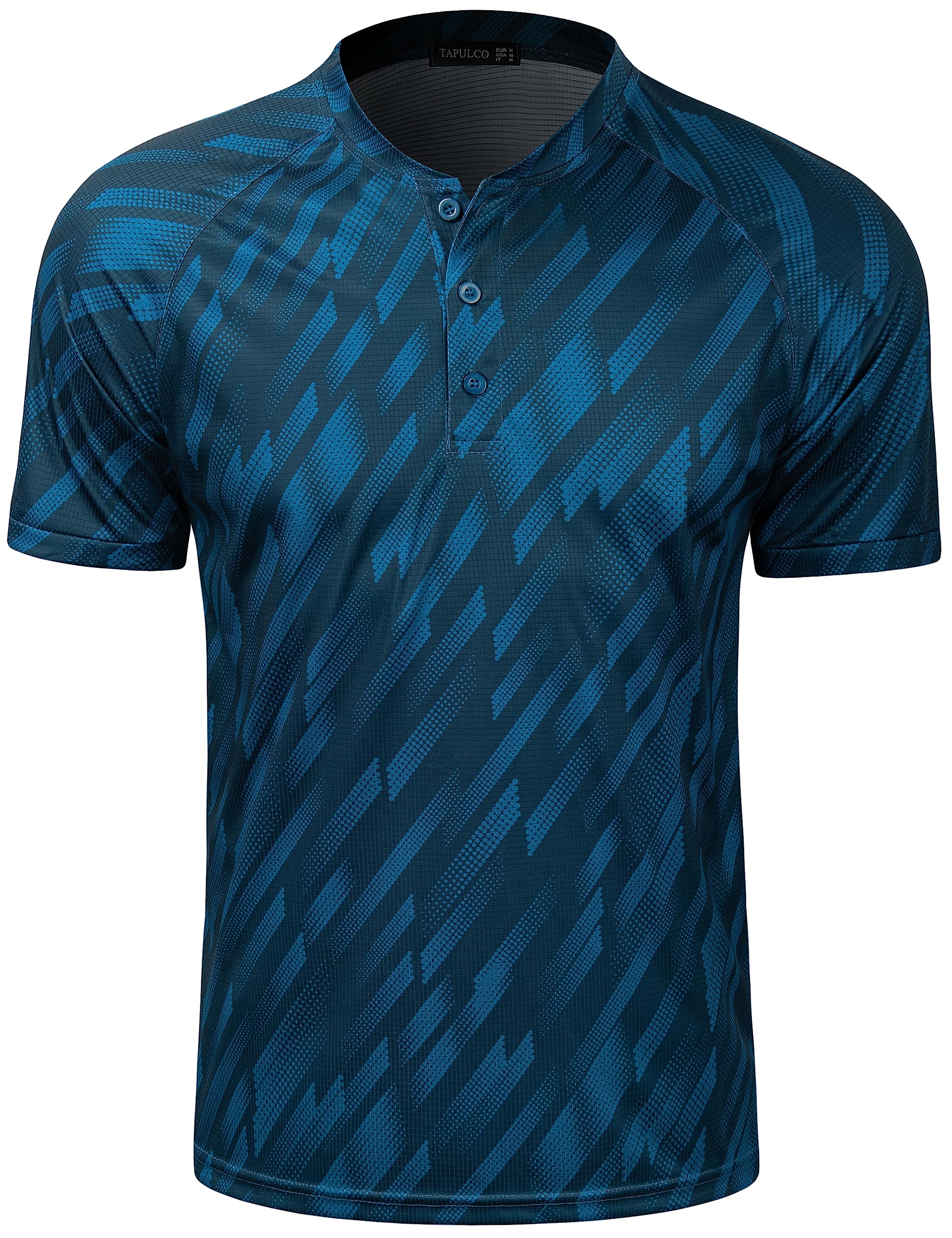 TAPULCOMens Collarless Golf Shirts Short Sleeve Dry Fit Stretch Casual Breathable Lightweight Tshirts