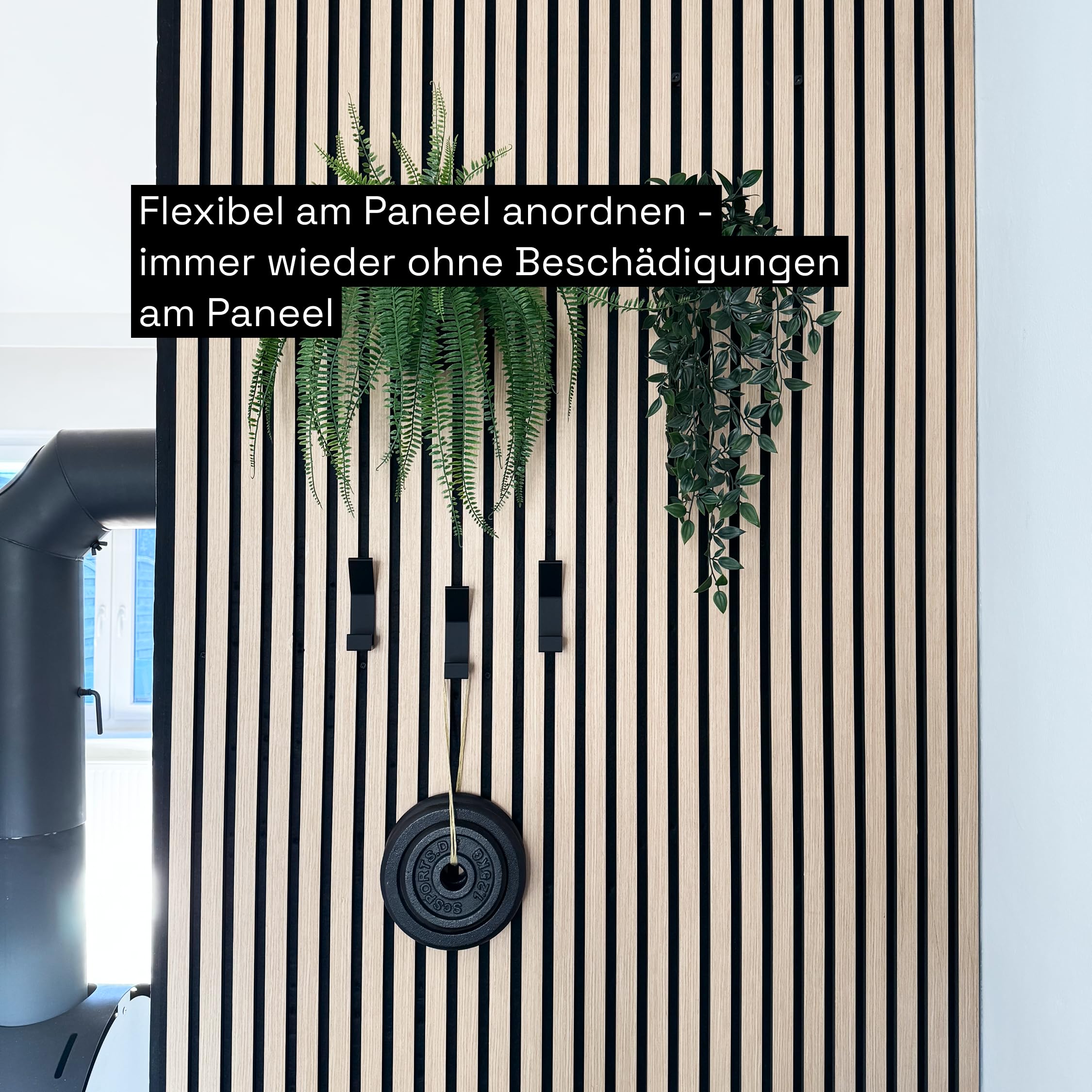 Generisch Garderobenhaken für Akustikpaneele ohne bohren [WIDE] - Mit Click System - schnelle Montage - jederzeit umpositionierbar - DIY - Garderobe - Akustikpaneel Zubehör (6)