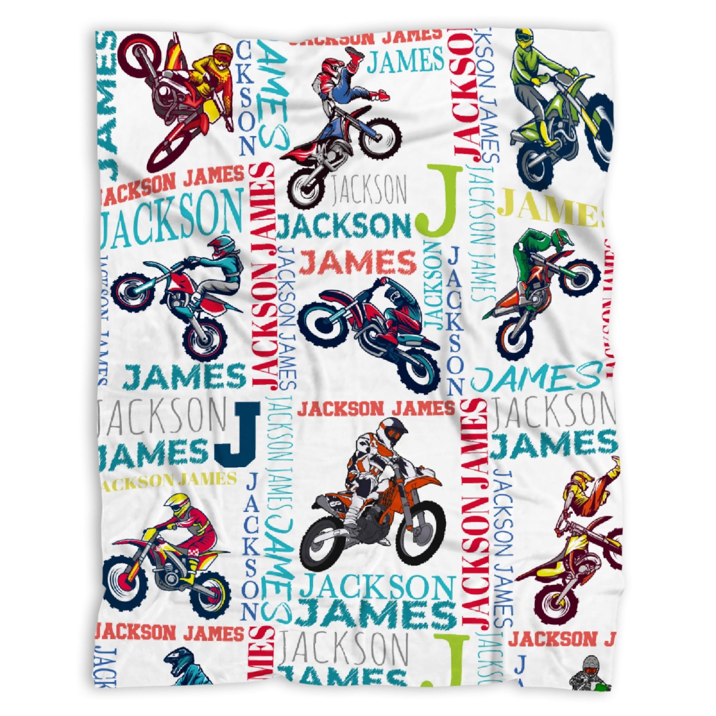 Personalized Motorcycle Dirt Bike Blanket Custom Motorcycle Blanket