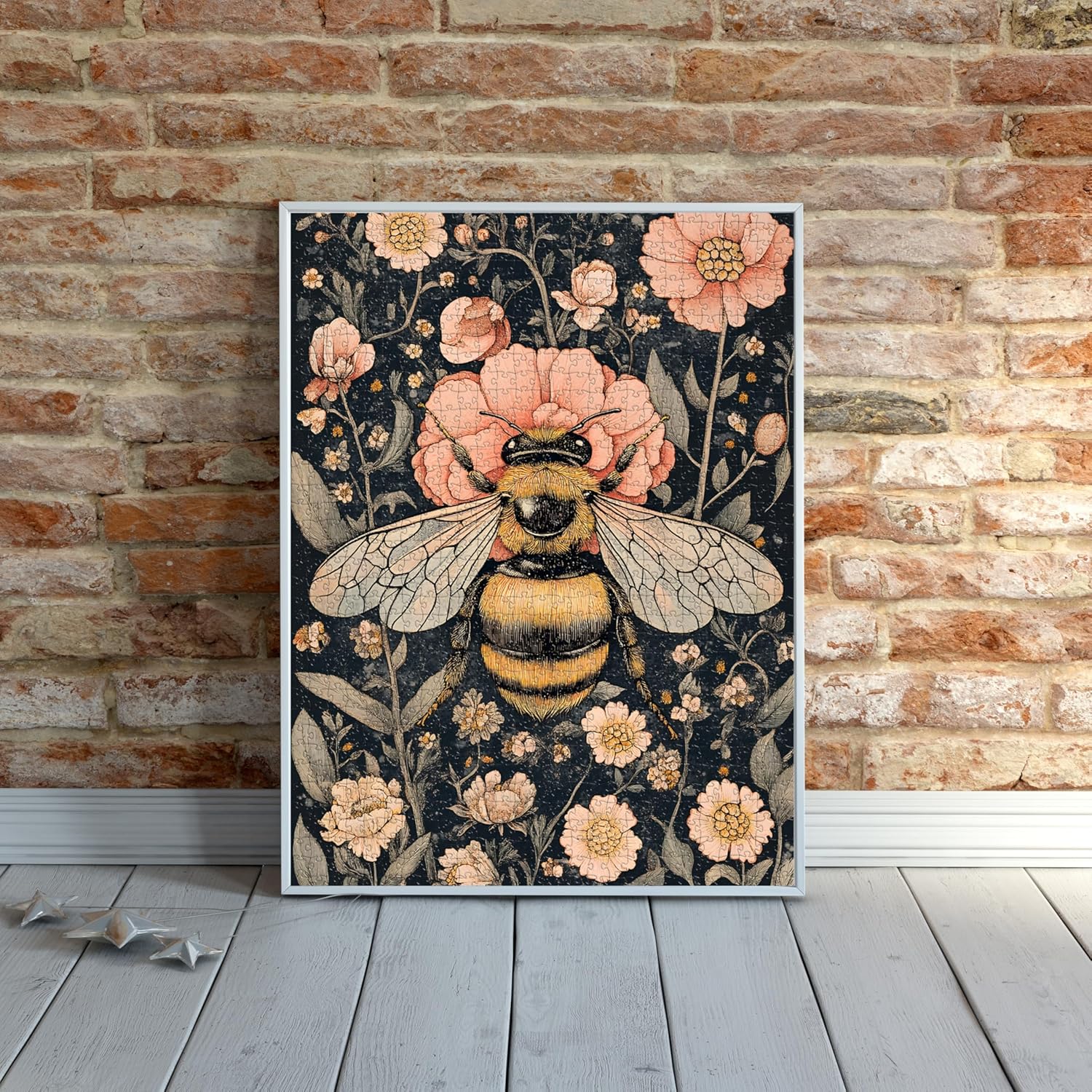 Vintage Floral Bee Jigsaw Puzzle 1000 Pieces for Adults - Floral Puzzle Gift for Bee Lovers - 1000pc Heritage Victorian Design Decor Puzzles (50x70cm / 19.685"x27.559")