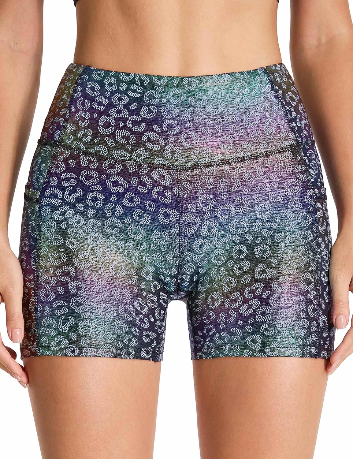 THE GYM PEOPLE High Waist Yoga Shorts for Women's Tummy Control Fitness Athletic Workout Running Shorts with Deep Pockets