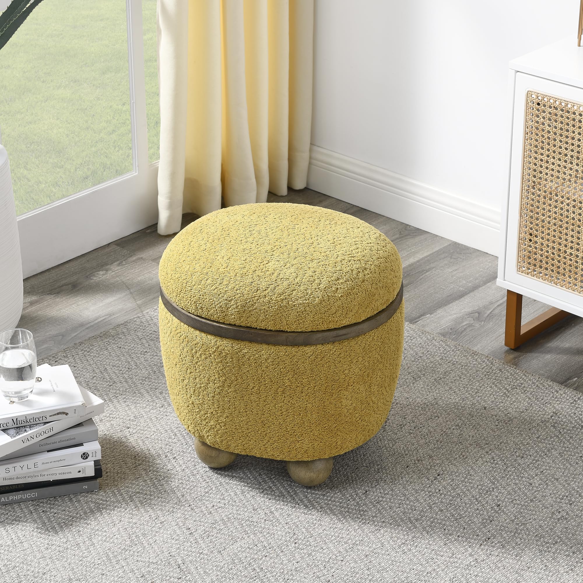 Amazon｜TEFUNE 楕円形 収納オットマン モダン 寝室 小さなラウンド