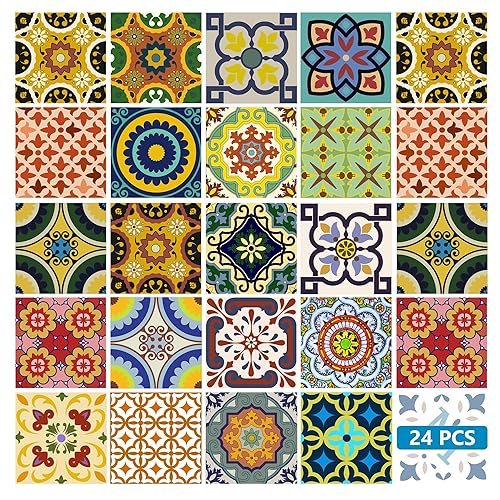 Backsplash Tile Stickers 24 PC Set Traditional Talavera Tiles Stickers
